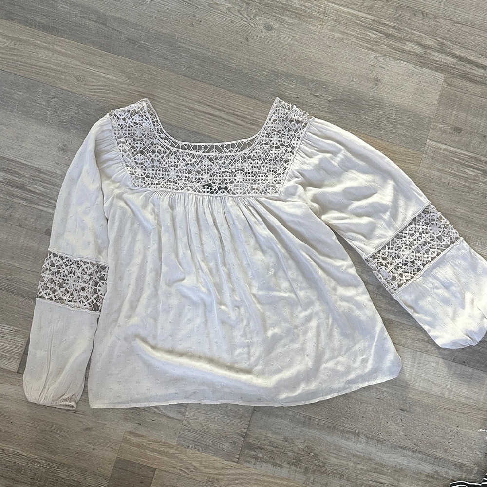 i jeans by Buffalo cream Lace Detail Blouse